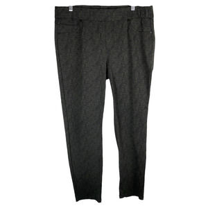 Liverpool Size 16 Pants Pull On Green Black Herringbone Print Legging Skinny 770
